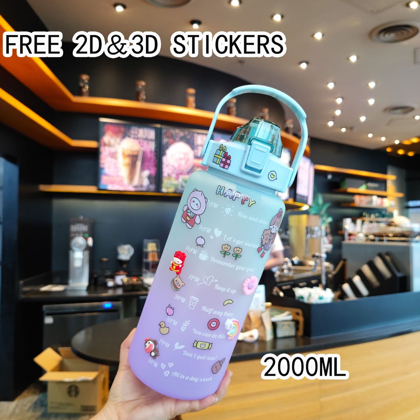Damen Motivierende Trinkflasche mit interaktivem Sticker-Set Brehn