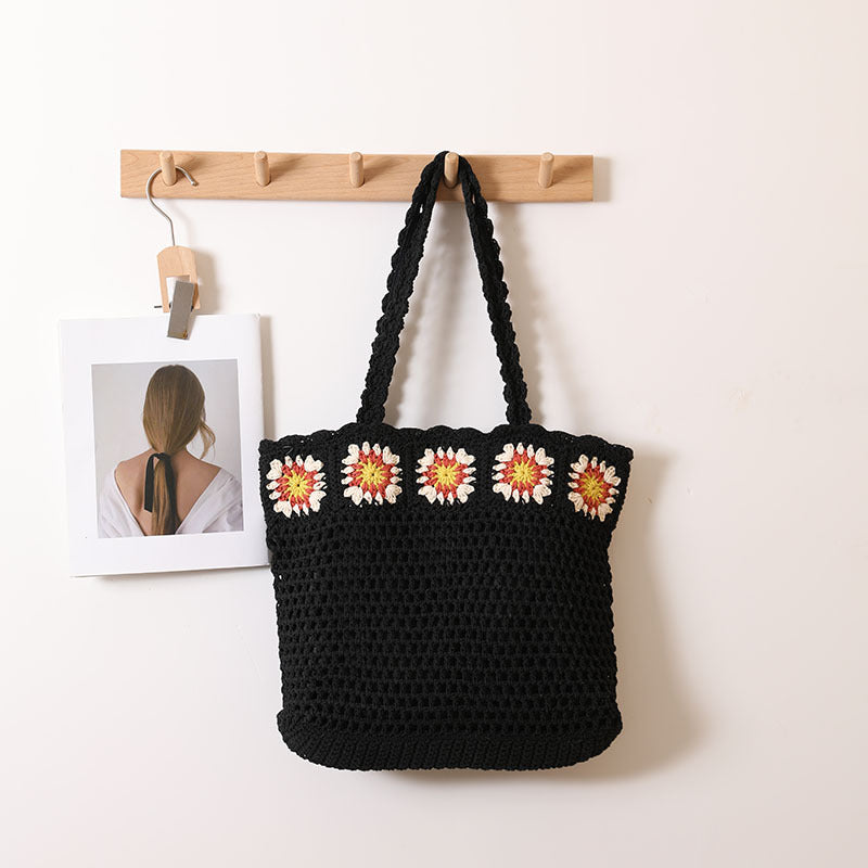 Damen Handgefertigte Tragetasche mit floralen Applikationen Brehn