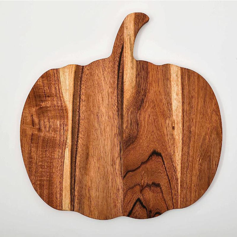 Holz-Schneidebrett in Kürbis-Silhouette aus Akazienholz mit ergonomischem Griff