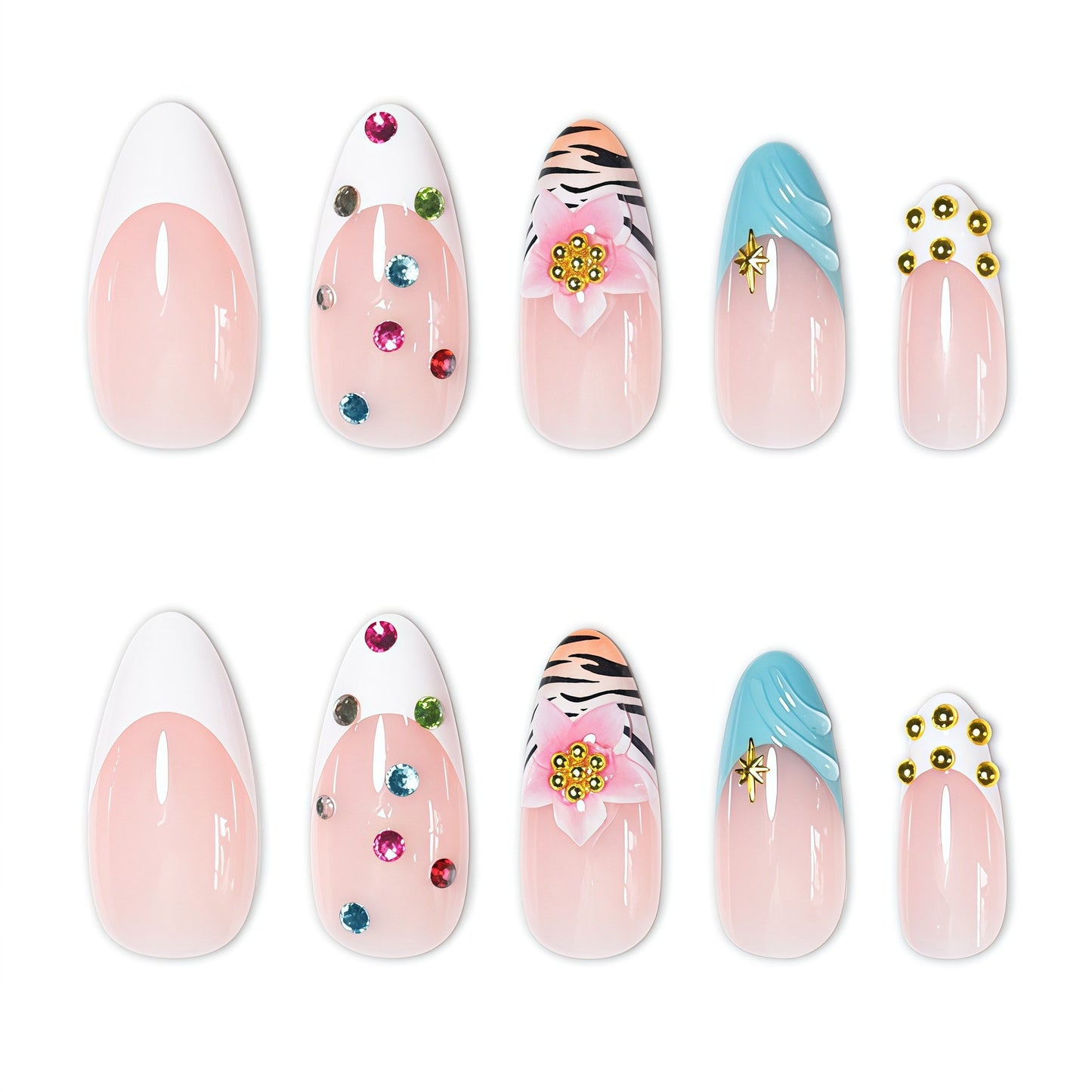 Künstlerische Stiletto-Nagelverzierungen mit einzigartigen Emblem-Akzenten Brehn