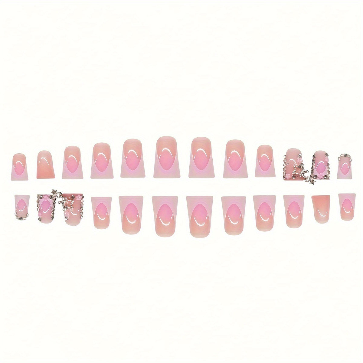 Glamouröse 3D Press-On Nagelset mit Sterneffekten Brehn