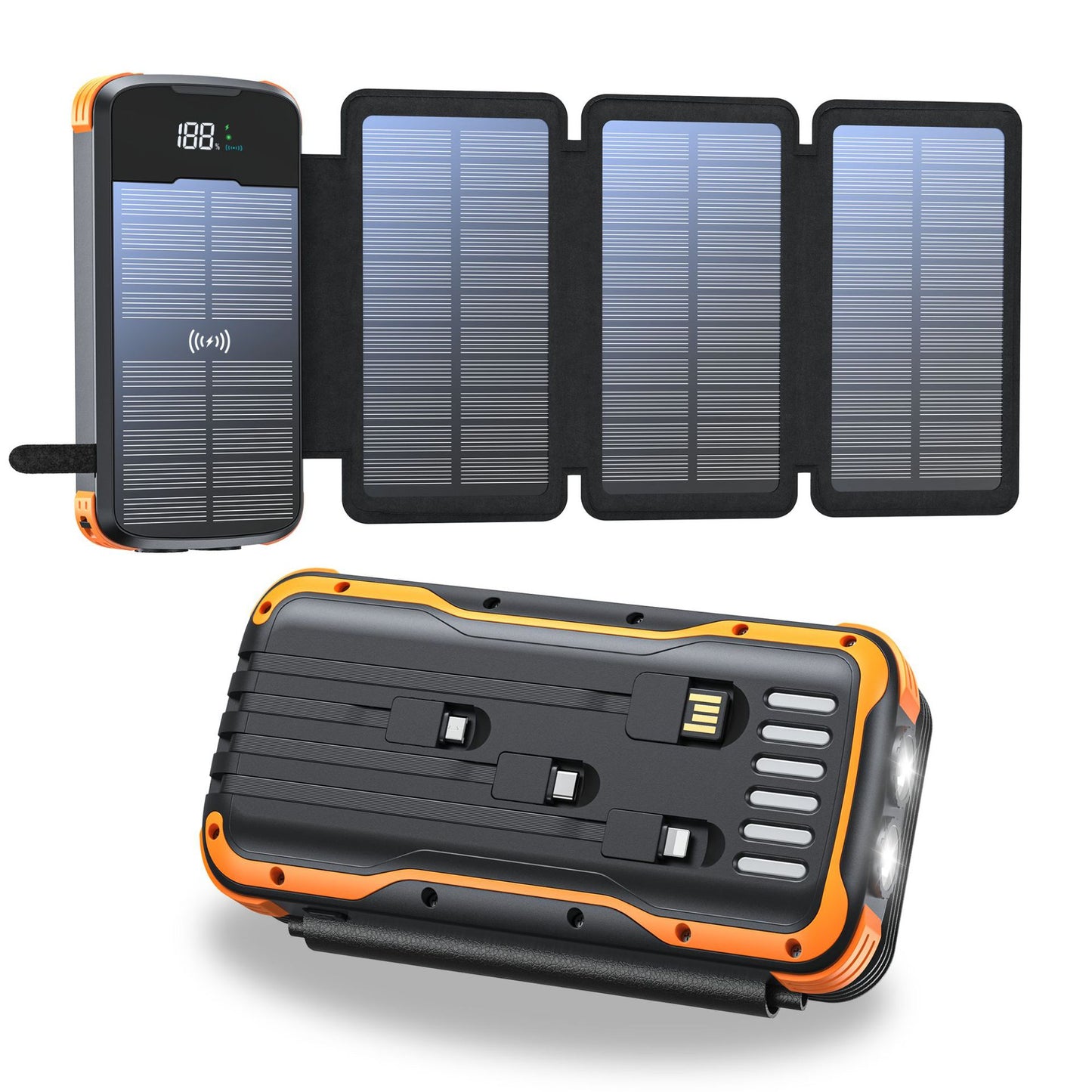 Solar-Ladegerät mit Powerbank und LED-Lichtern Brehn