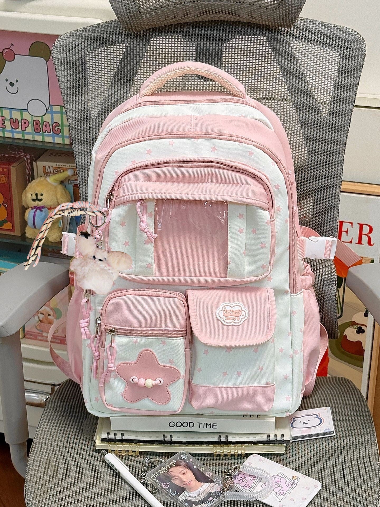 Süße Sternen-Print Multi-Pocket Schulranzen