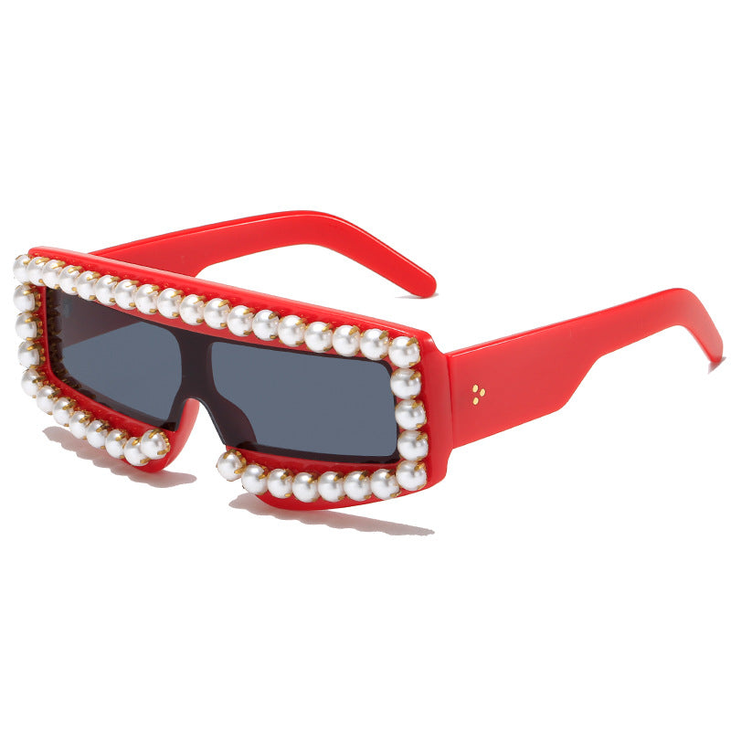 Damen modische Sonnenbrille mit Perlen-Applikationen Brehn