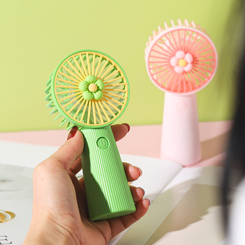 Damen Tragbarer Mini-Handventilator mit kreativem Blumendesign Brehn
