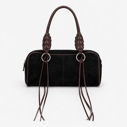 Luxuriöse Lederhandtasche mit geflochtenen Trägern