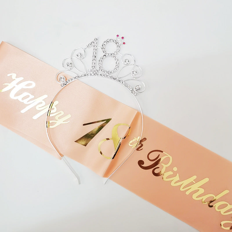 Damen Geburtstags-Tiara und Schärpe Set Brehn