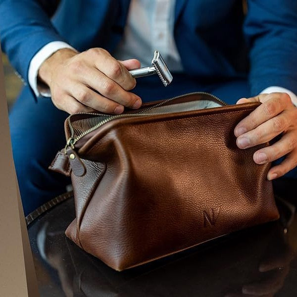 Edle Kosmetische Leder-Tasche Brehn
