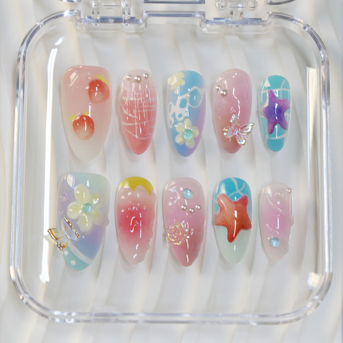 Künstlerische Meeres-Themen Press-On Nail Art Brehn