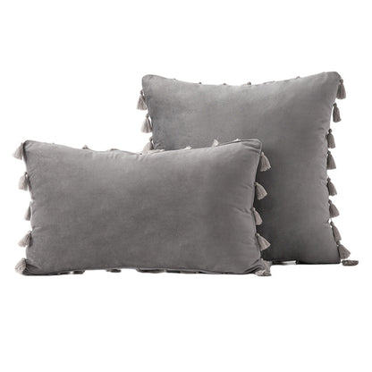 Velvet Quaste-Trim Quadrat und Lenden Dekokissen Set