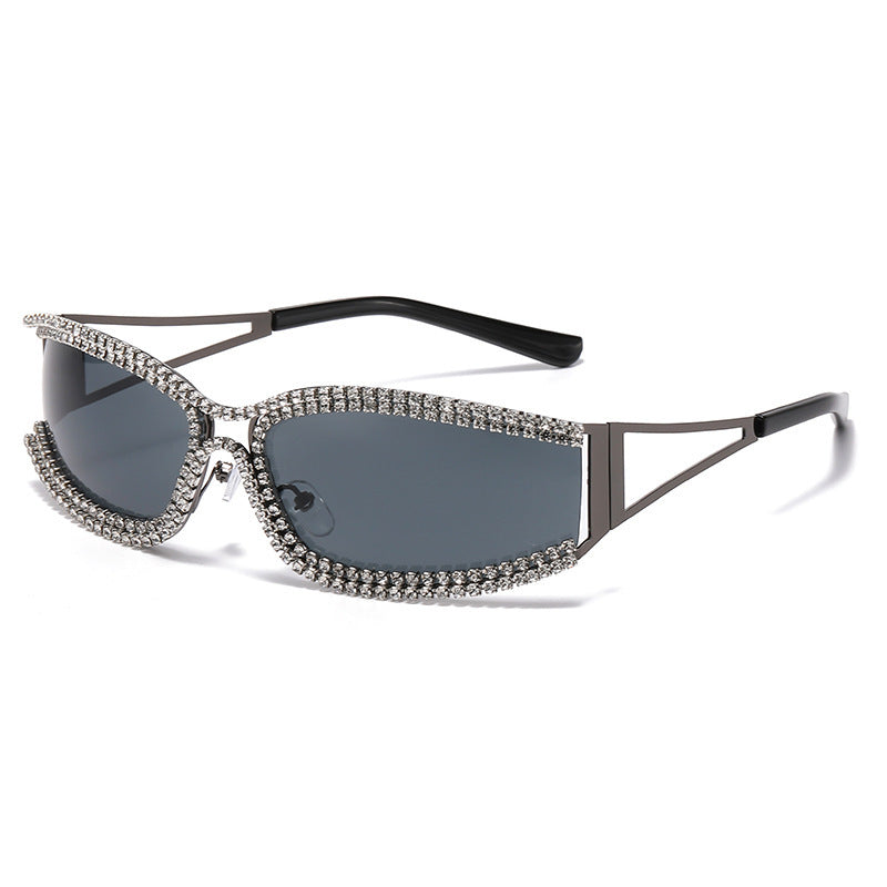 Damen Cat-Eye Sonnenbrille mit funkelndem Kristallrahmen Brehn