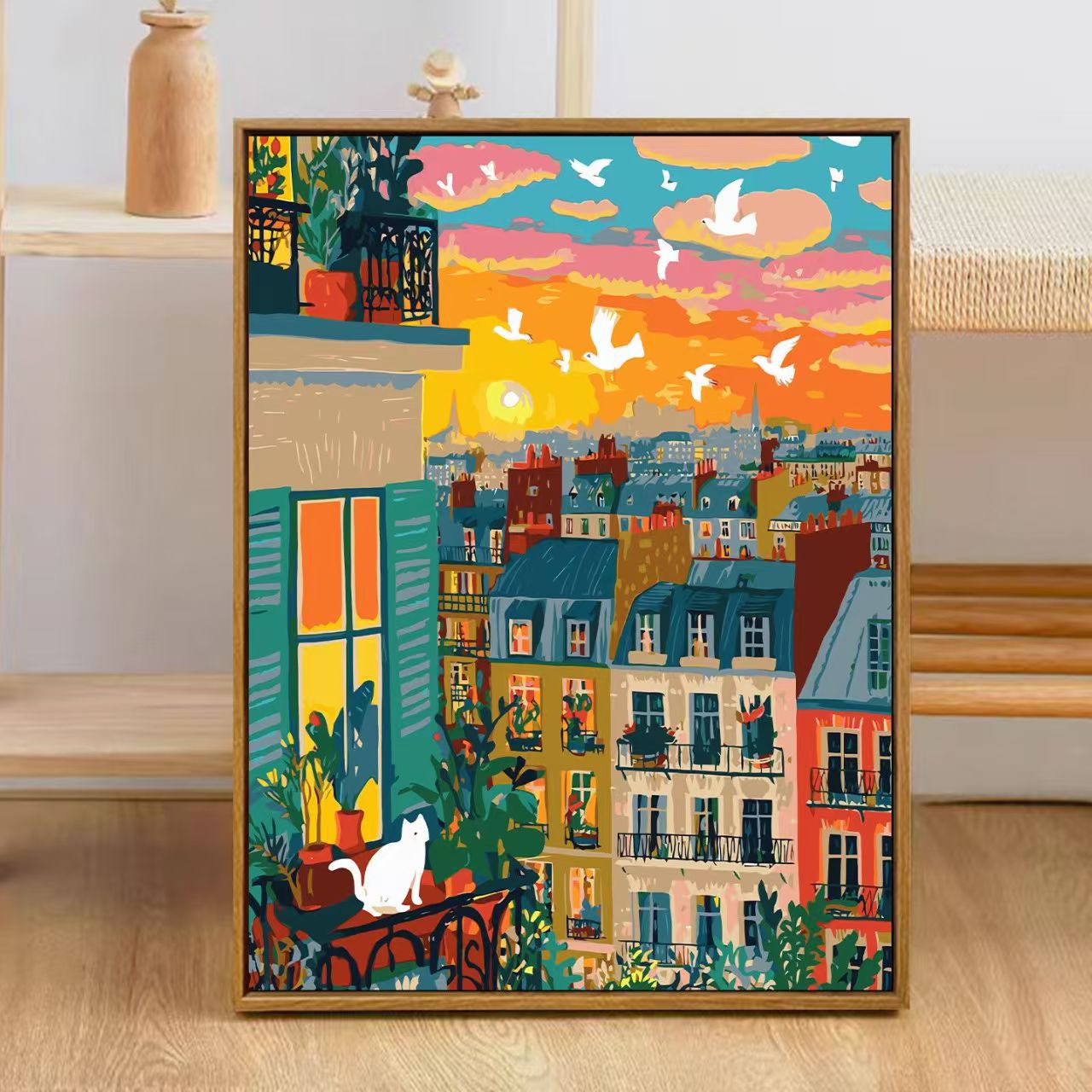 Bunte Stadt Skyline Kunstdruck Brehn