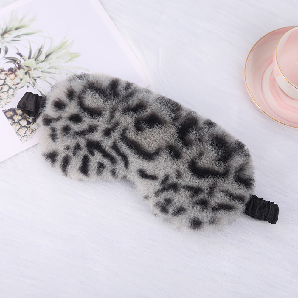 Damen nan luxuriöse Kunstfell Schlafmaske mit Leopardenmuster, extra weicher Polsterung und elastischem Komfortband Brehn