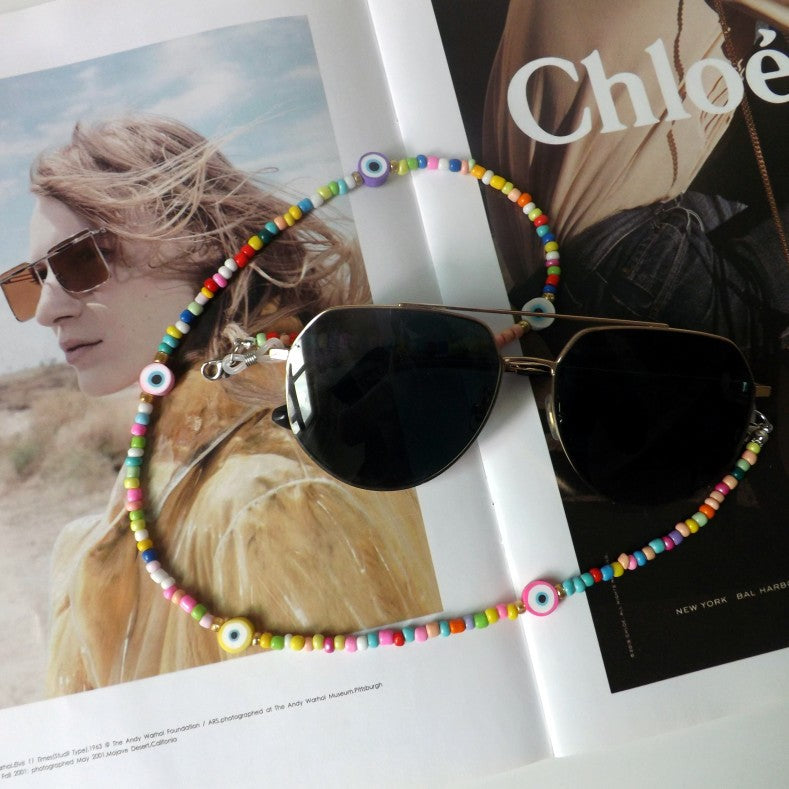 Bunte Brillenhalterkette mit Augenmotiven Brehn