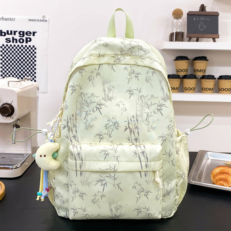 Leichter Schulrucksack mit Bambusmuster