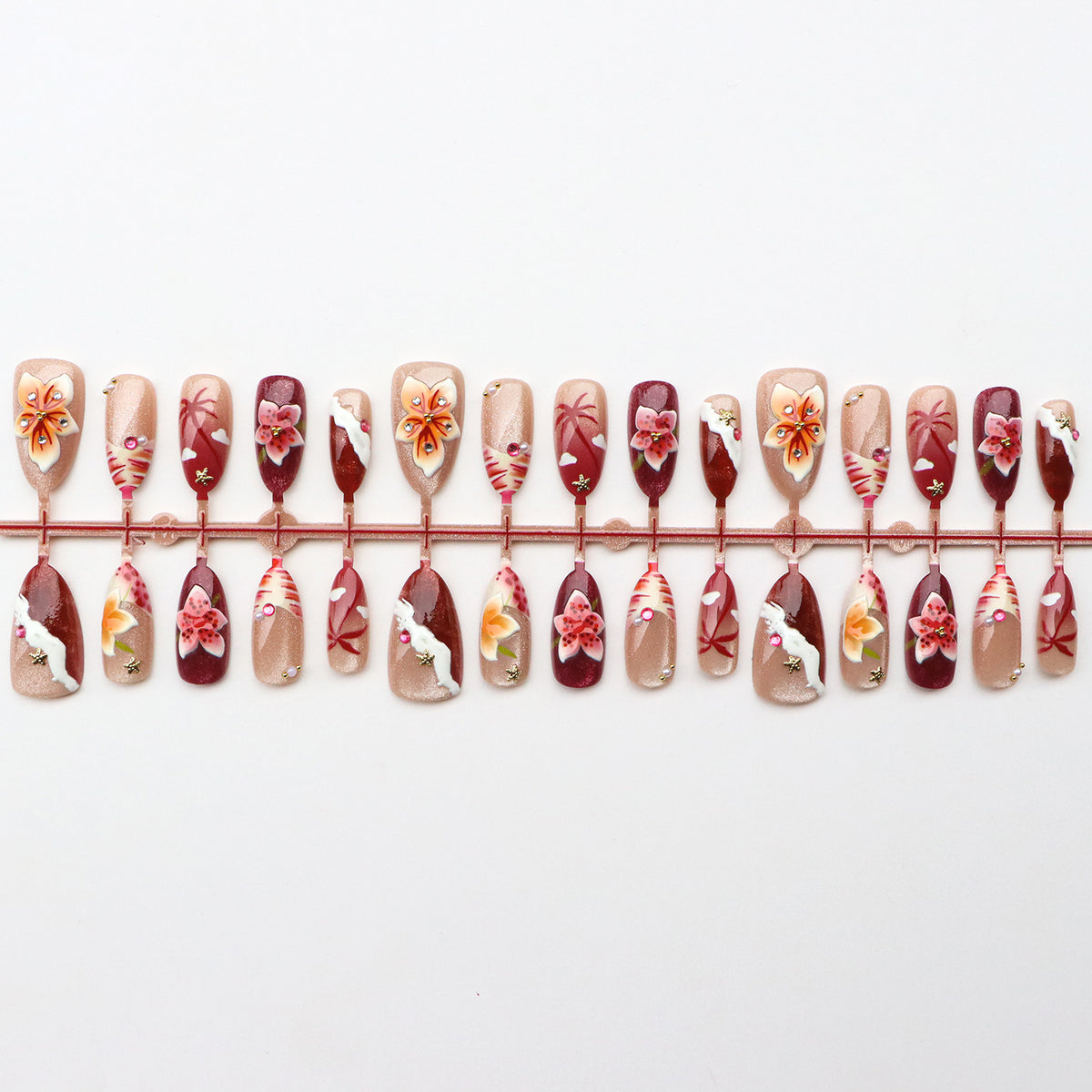 Blumeninspiriertes kreatives Press-On-Nagelkunst-Set