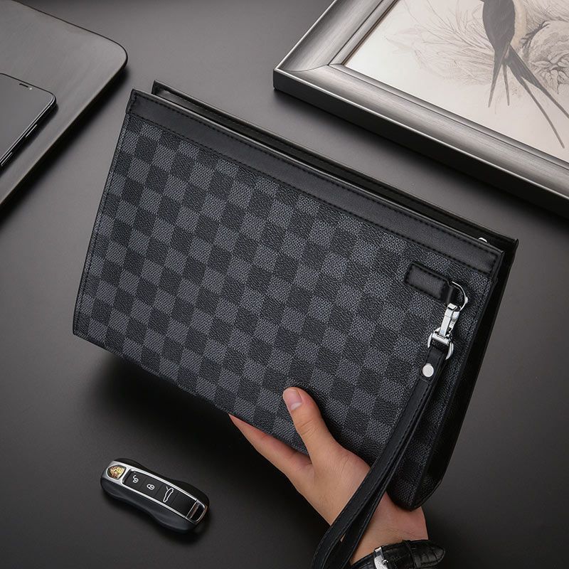 Leder Kariertes Dokumenten-Clutch Brehn