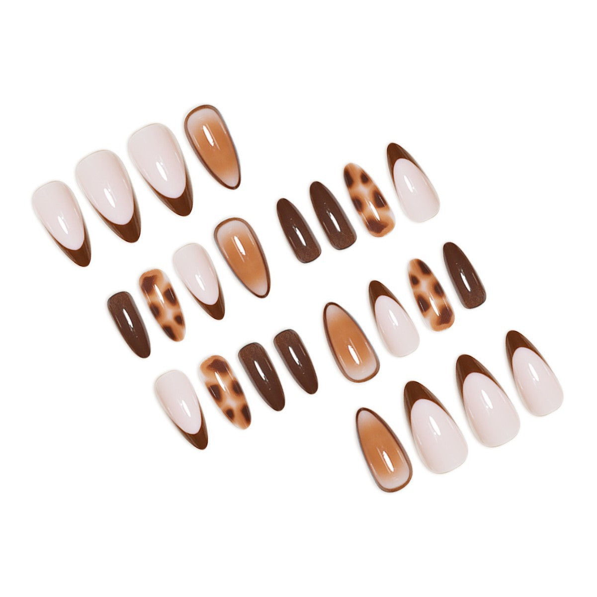 Künstlerisches Stiletto Press-On Nagelset mit modernem Design Brehn