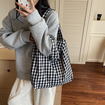 Gingham-Muster Hobo-Tasche