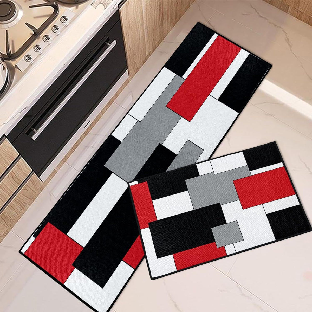 Geometrisch gemusterter Küchenläufer Teppich