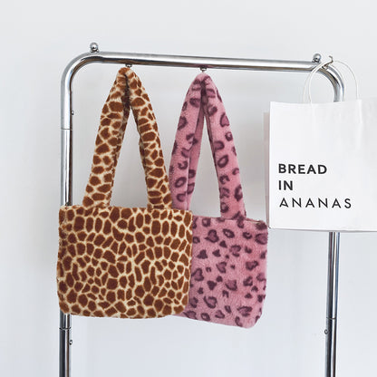 Plüsch Leopardenmuster Handtasche