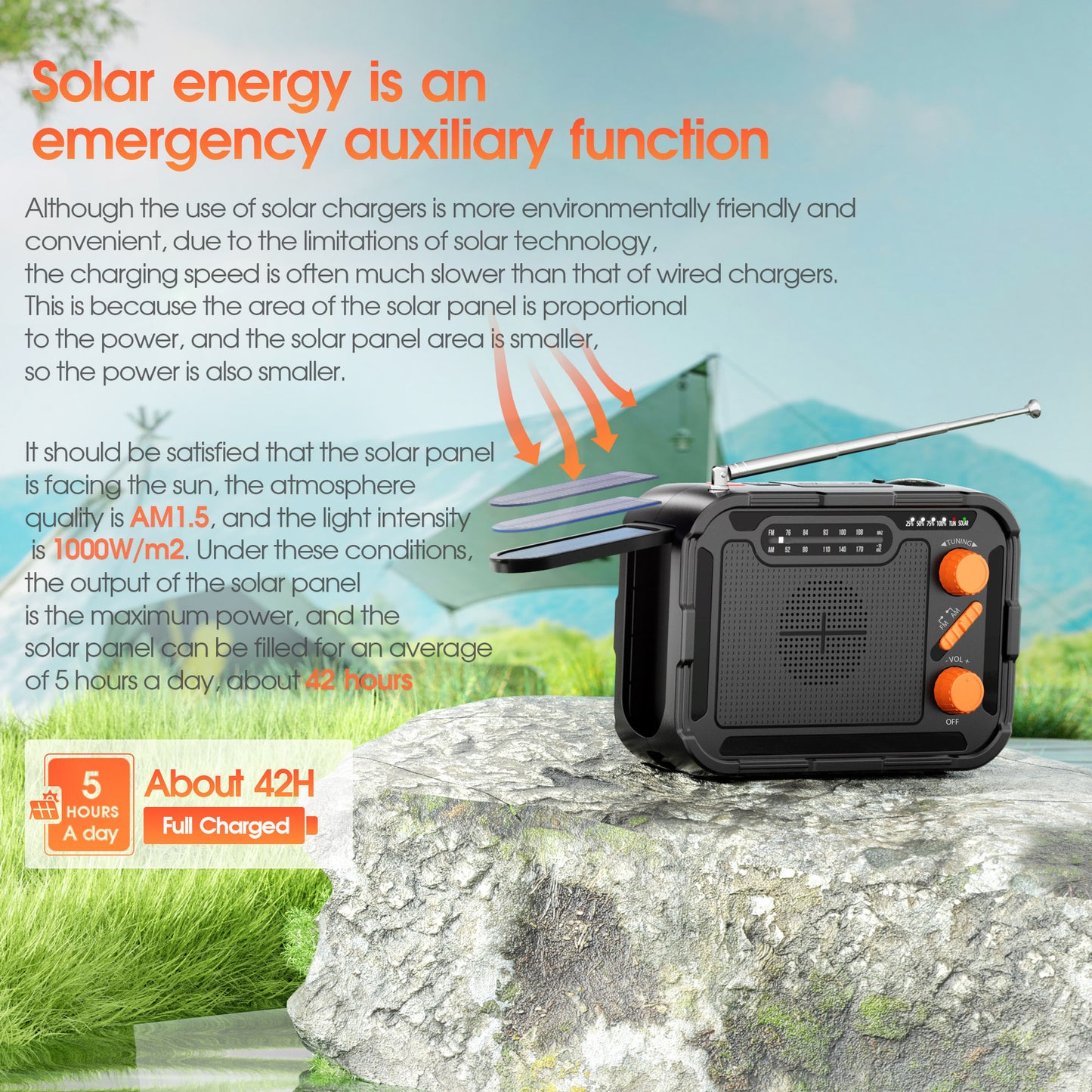 Multifunktionales Notfallradio mit Solarladegerät und Taschenlampe Brehn
