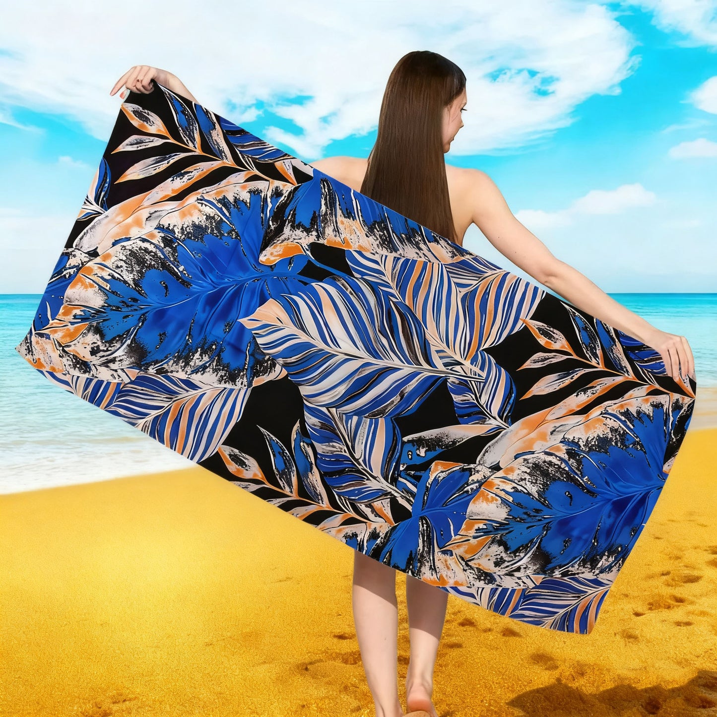 Strandtuch mit floraler Aquarellgestaltung Brehn
