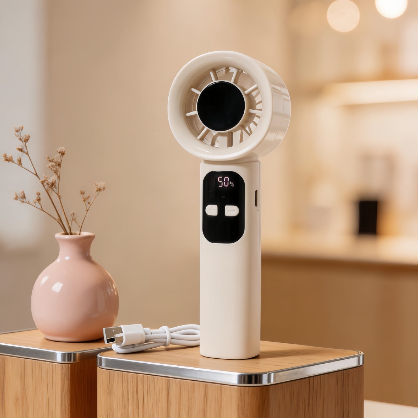 Damen Tragbarer Handventilator mit LCD-Display und USB-Anschluss Brehn