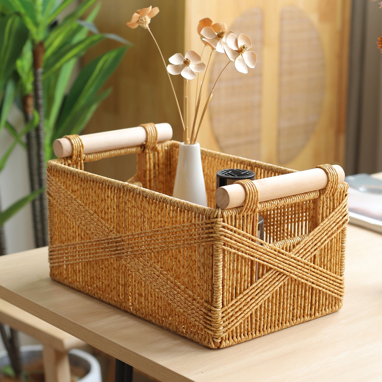 Unisex Funktionaler Aufbewahrungskorb mit ergonomischen Holzgriffen Brehn