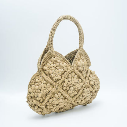 Handgefertigte Makramee Umhängetasche mit Verspieltem Blumenmuster Brehn