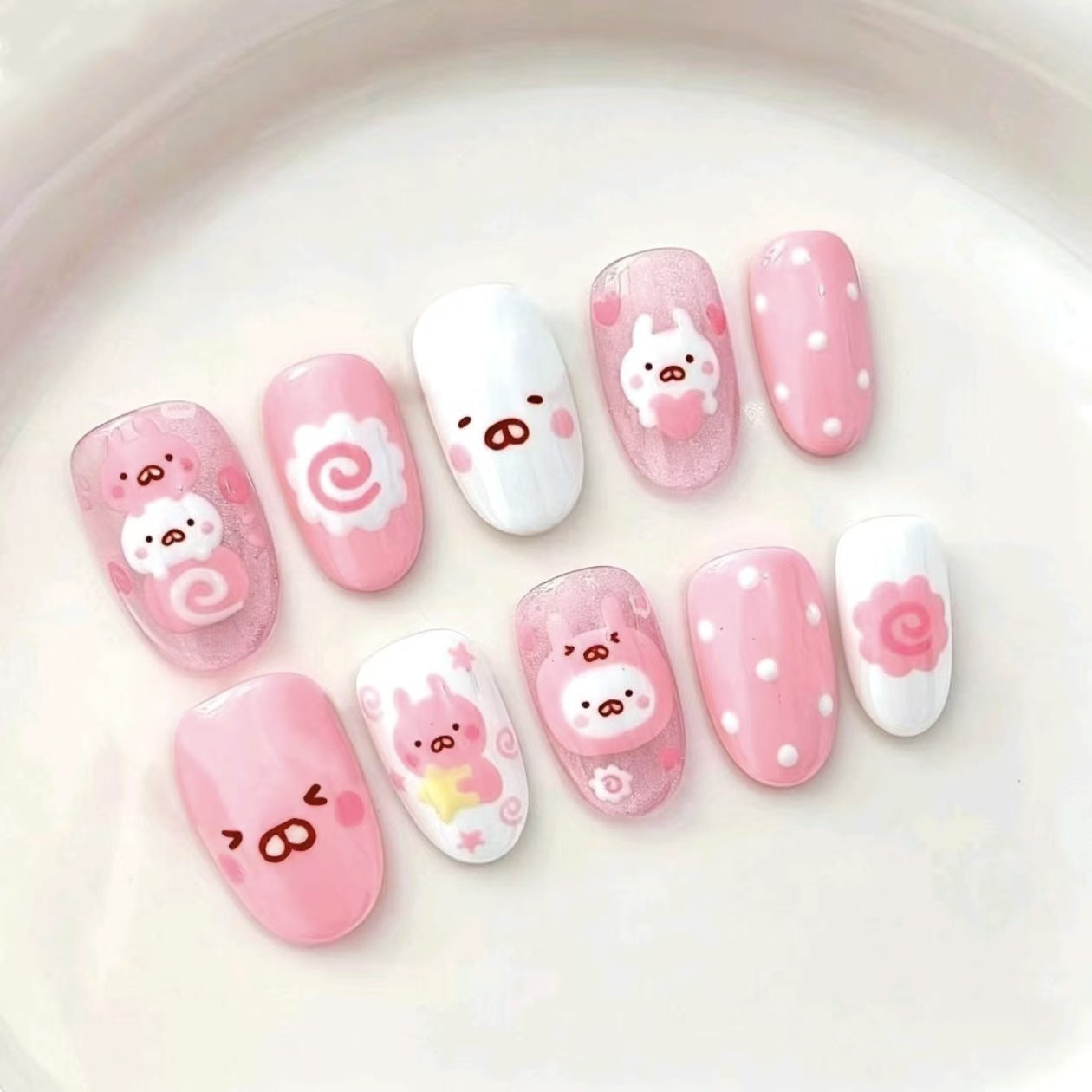 Kreative Cartoon Press-On Nagelkunst Brehn