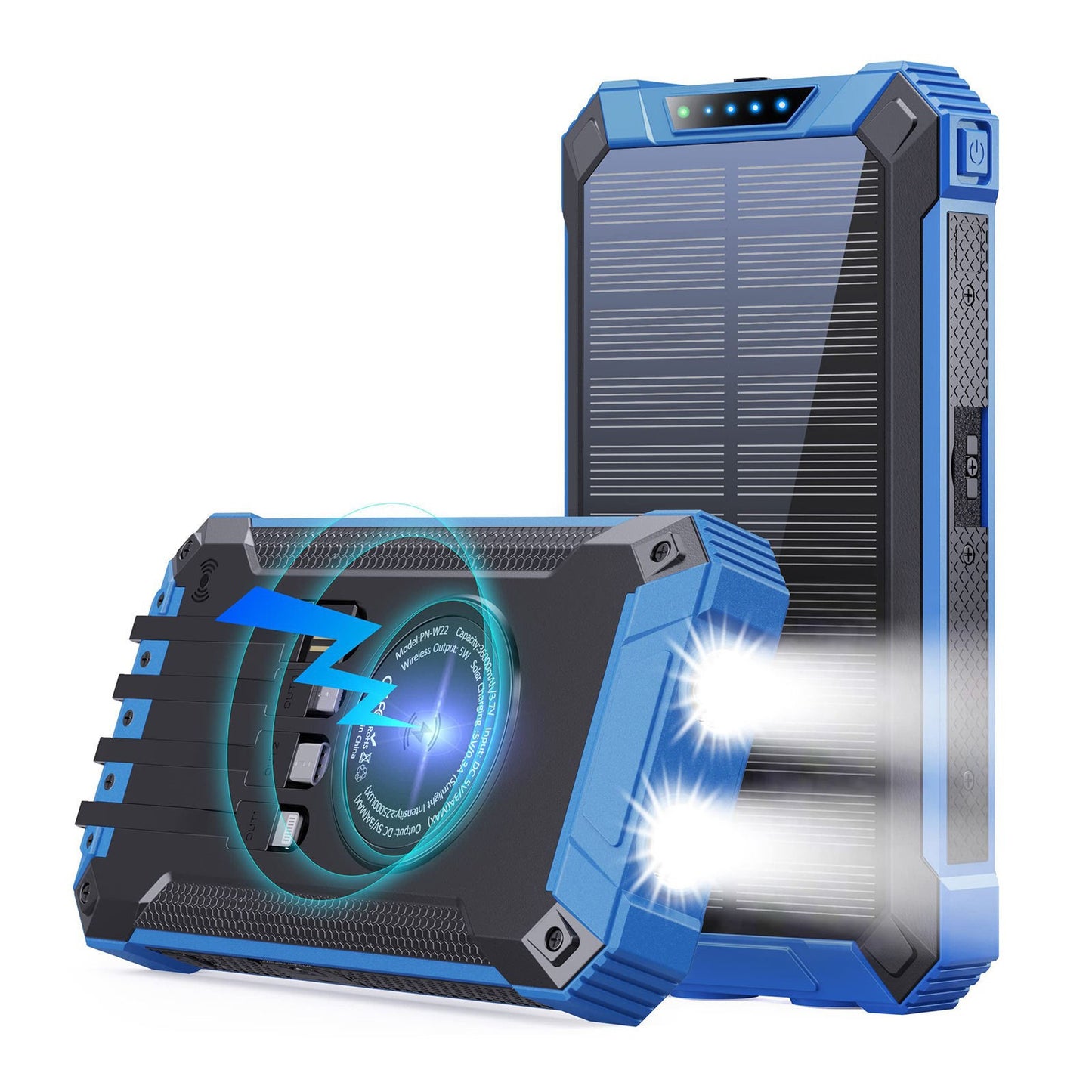 Solarbetriebene Powerbank mit LED-Licht Brehn