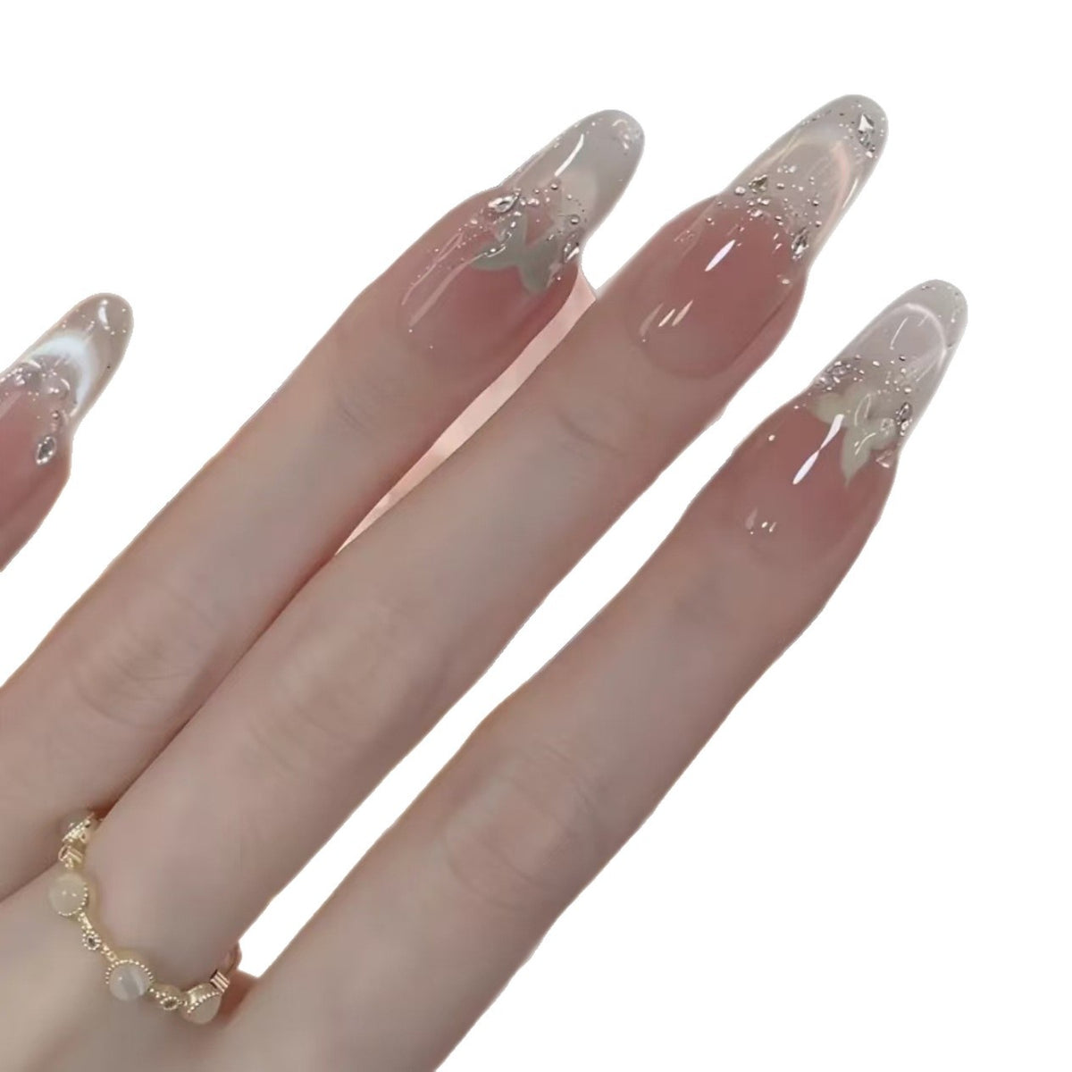 Elegante Acryl-Nagelerweiterungen mit Glitterakzenten