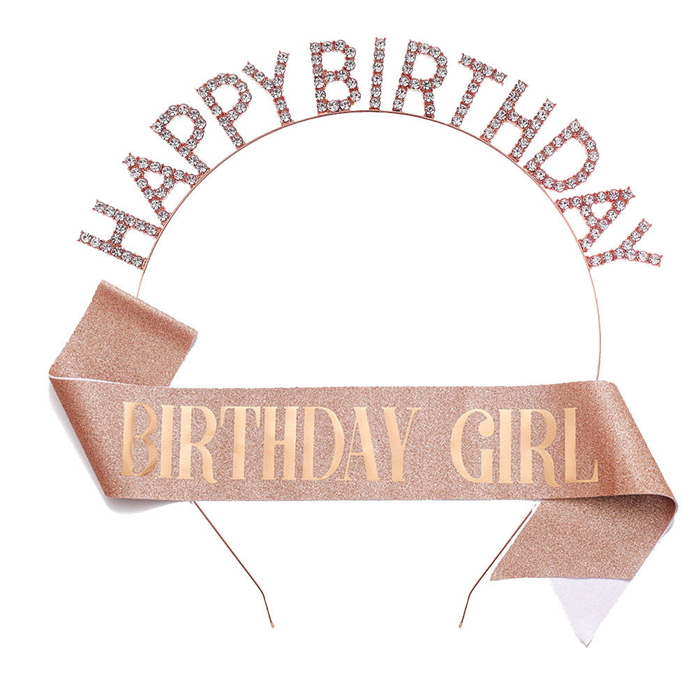 Damen Glitzernder Haarreif mit "Happy Birthday"-Aufschrift Brehn