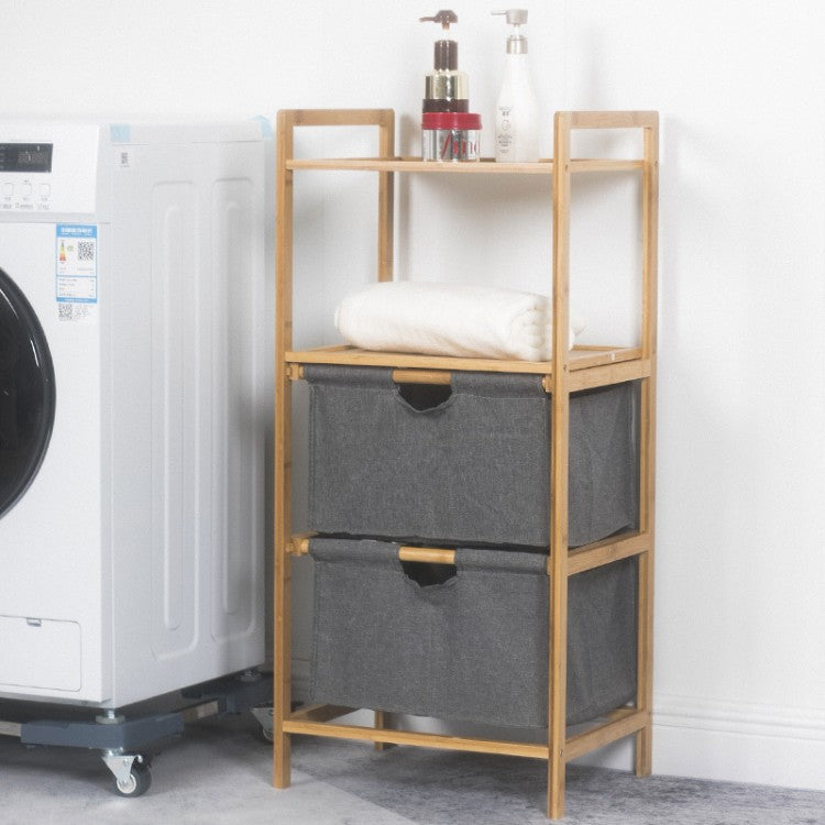 Wäschekorb mit Bambusrahmen und Stoffeinsatz Brehn