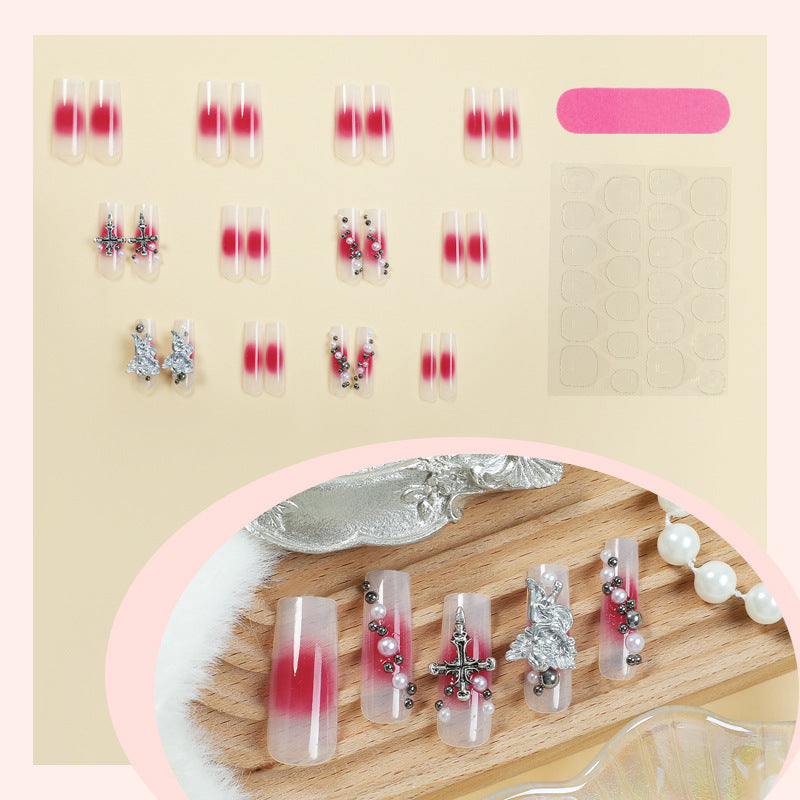 Dekorative Nagelkunst Press-On Nägel Set mit eleganten Edelsteindetails Brehn