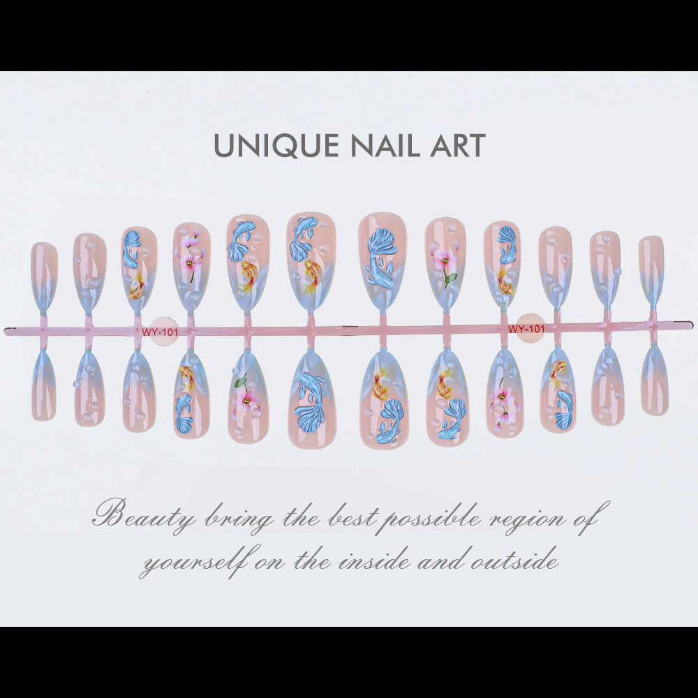Künstlerisches Blumen-Design Press-On Nagelset Brehn