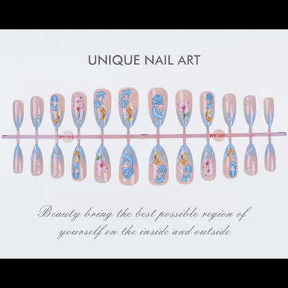 Künstlerisches Blumen-Design Press-On Nagelset Brehn