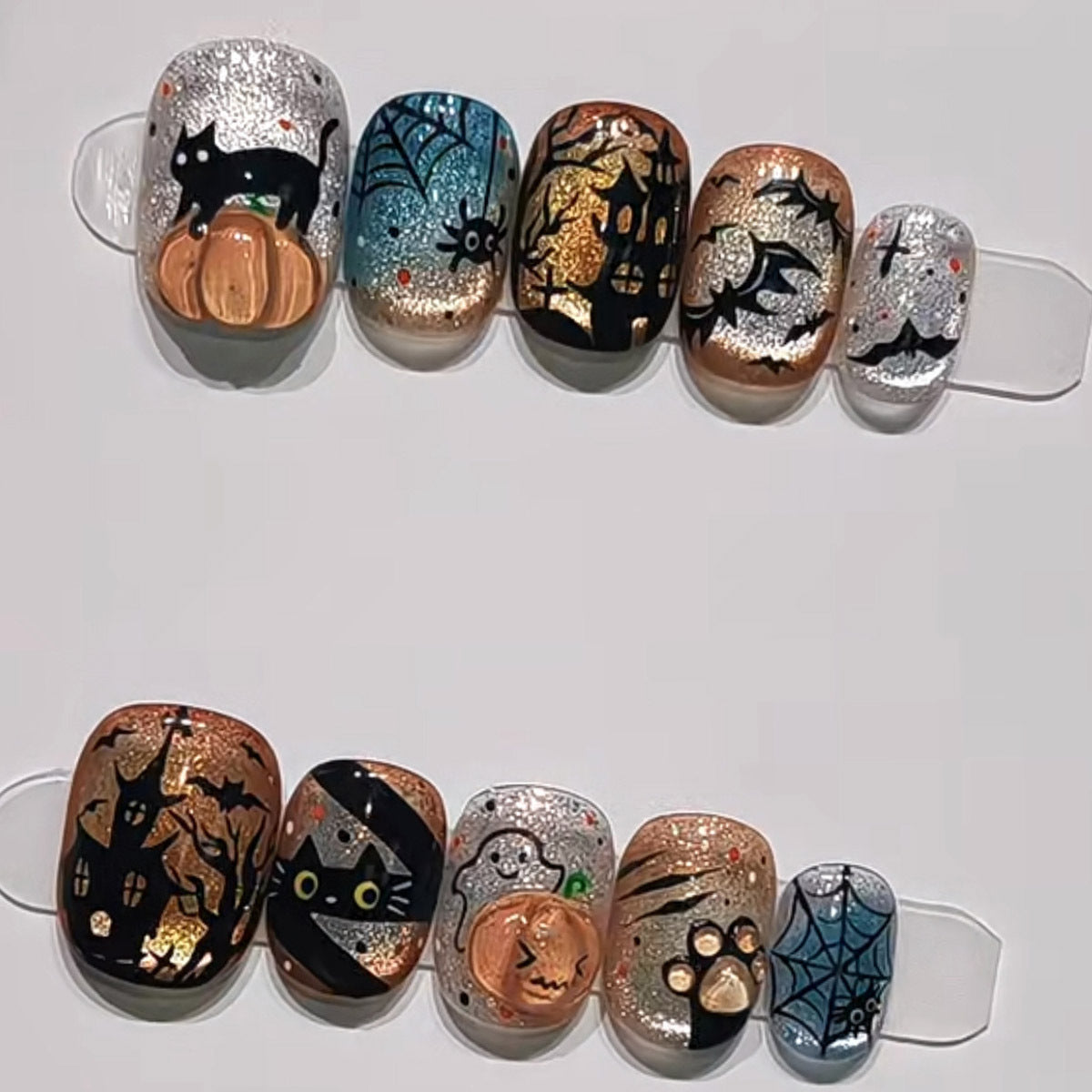 Themen Press-On Nagel Set mit Halloween-Motiven Brehn
