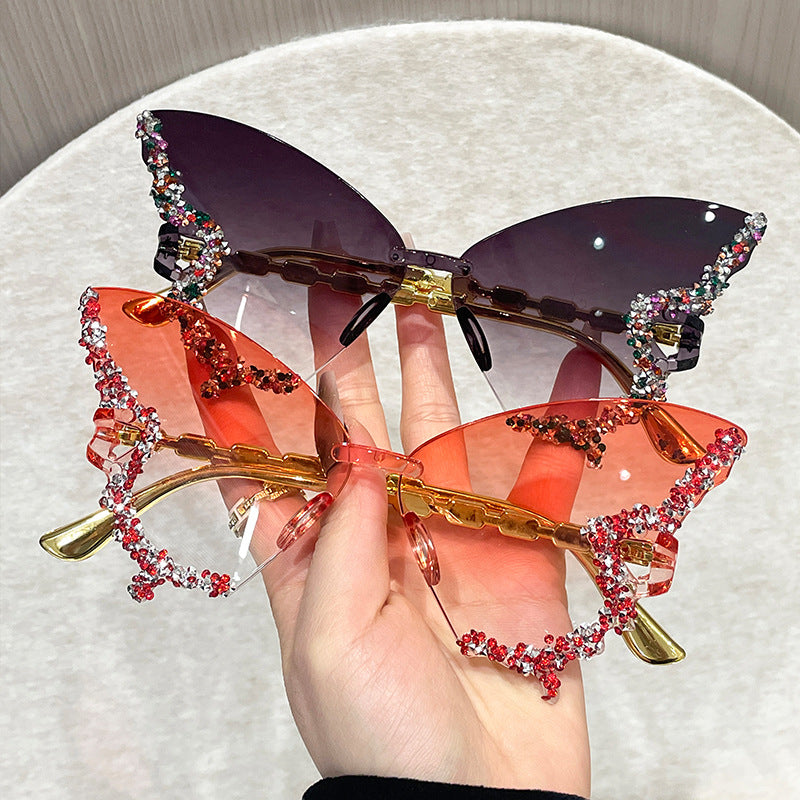 Damen extravagante Sonnenbrille mit Kristallverzierungen Brehn