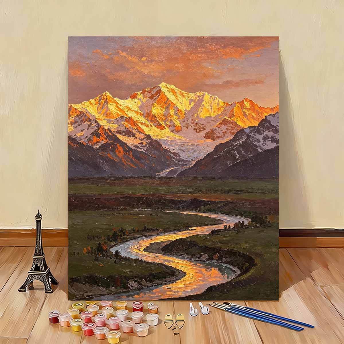 Mal das Zahlen Kunst-Set Scenic Mountain Landscape Brehn