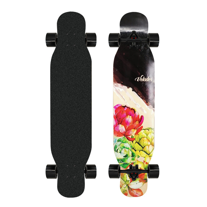 Künstlerisch mit Löwenmotiv verziertes Longboard Brehn