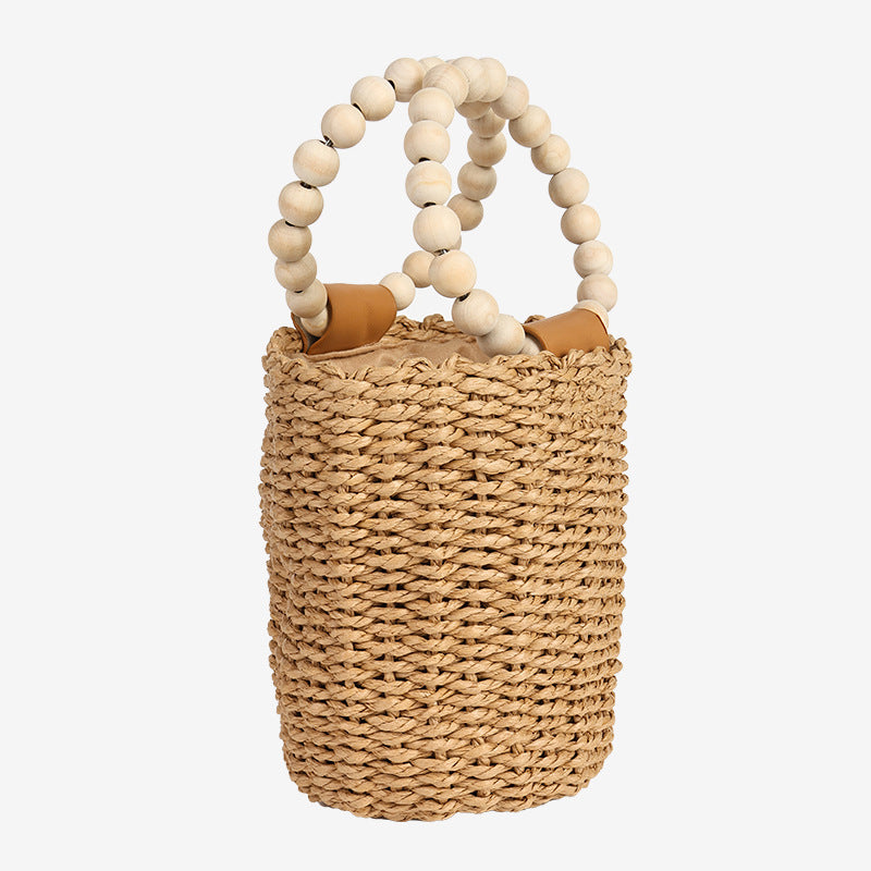 Damen Handgefertigte Korbtasche mit stilvollem Holzgriff Brehn