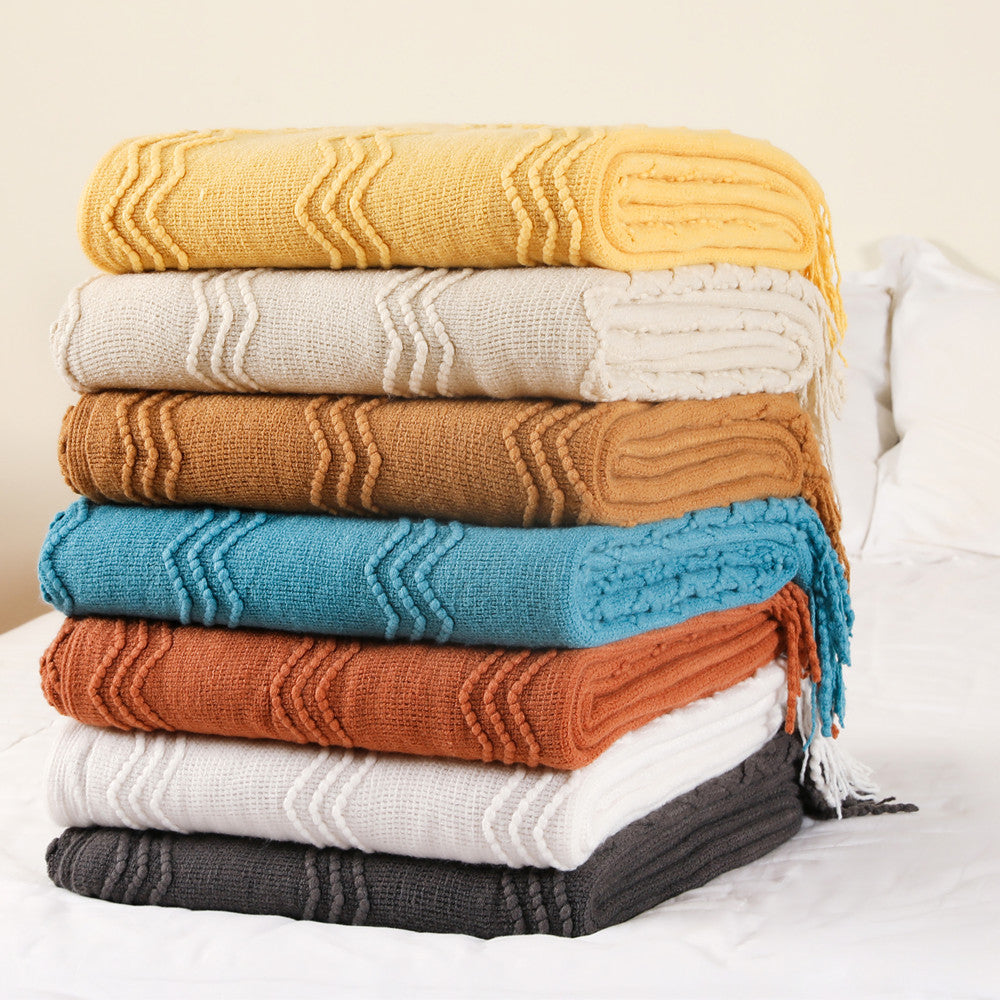 Damen Gemütliche Strickdecke mit modernem Zickzack-Muster Brehn