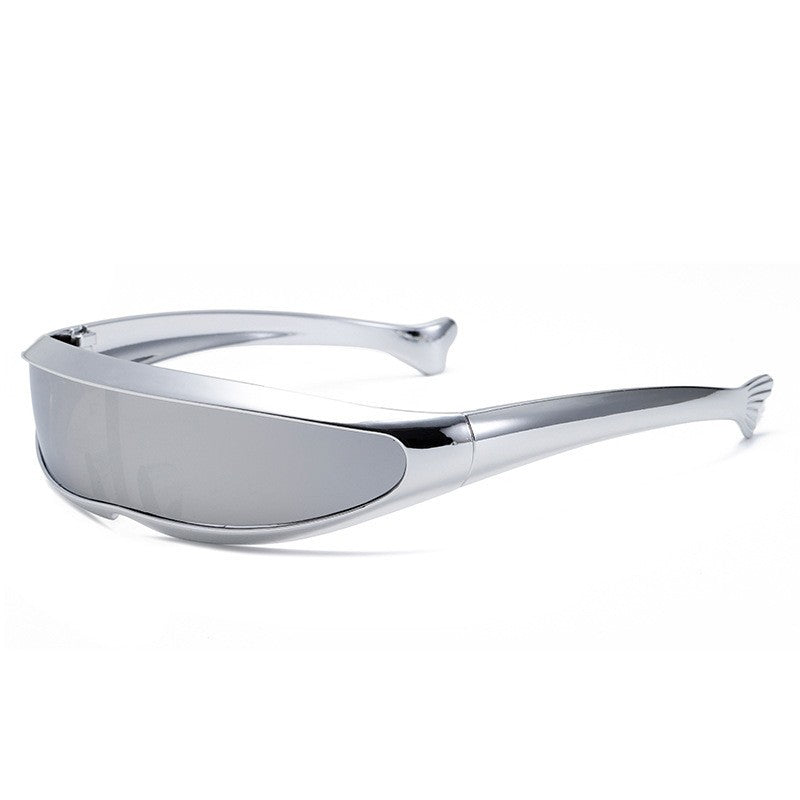 Damen Futuristische Designer-Sonnenbrille mit stilvollem goldenen Rahmen Brehn