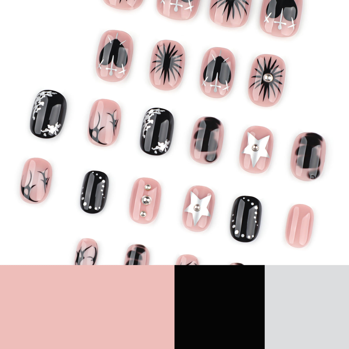 Kunstvolle Nagelgestaltung mit elegantem Schwarz-Weiß-Design Brehn