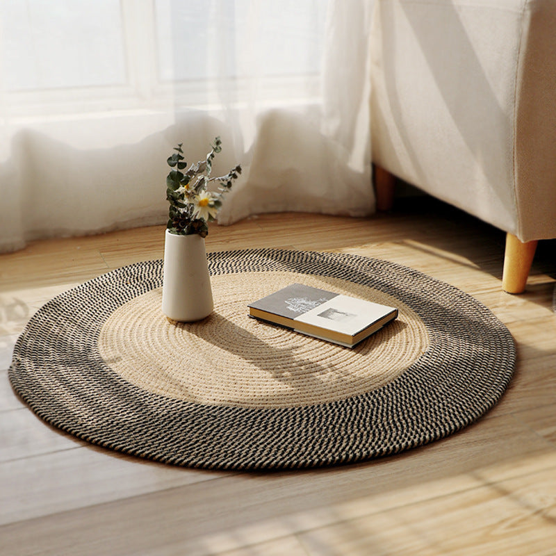Eleganter Runder Pouf Aus Naturmaterialien Brehn