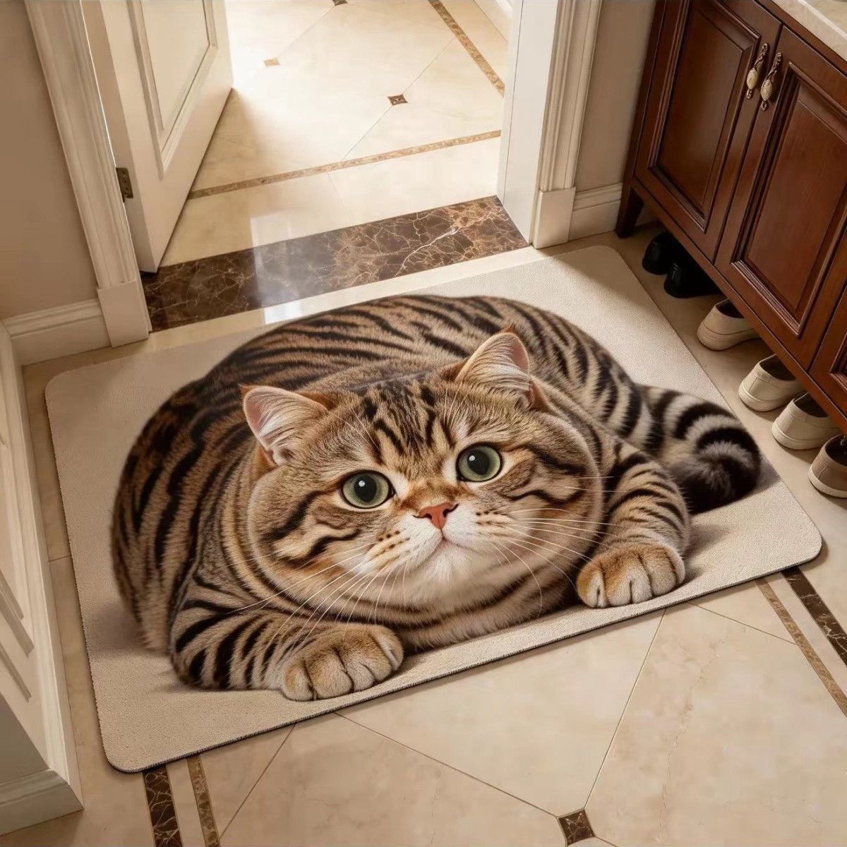 Niedlicher katzenmotiver Plüsch-Teppich