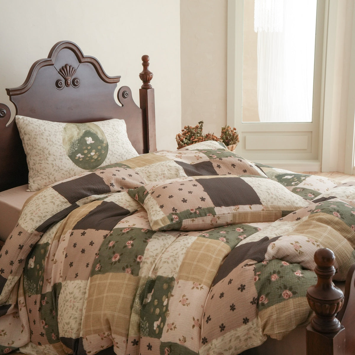 Umkehrbare Patchwork-Baumwolle Quilt Bettbezug Set