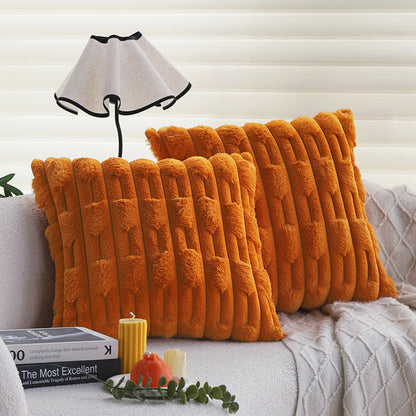 Quadratischer Soft‑Teddy Kissenbezug mit 3D‑Rippenplüschstruktur und verdecktem Reißverschluss Brehn